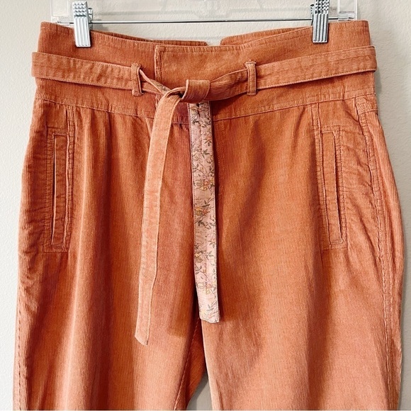 Sundance NWOT Emily Softest Corduroy Crop Pants w/ Tie Coral Size 8 - Picture 7 of 14